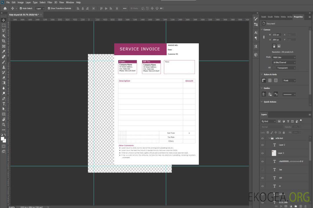 Modèle de facture de service modifiable template